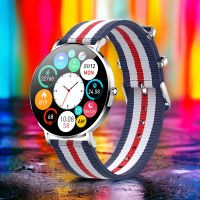 Smartwatch für Damen; 1,47 Zoll Full-Touch Display; Android & iOS kompatibel; silbernes Gehäuse + nylon band