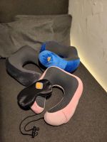 Reisekomfort Deluxe: Nackenkissen mit Schlafmaske und Ohrstöpsel Set - Abnehmbarer Bezug - Grau